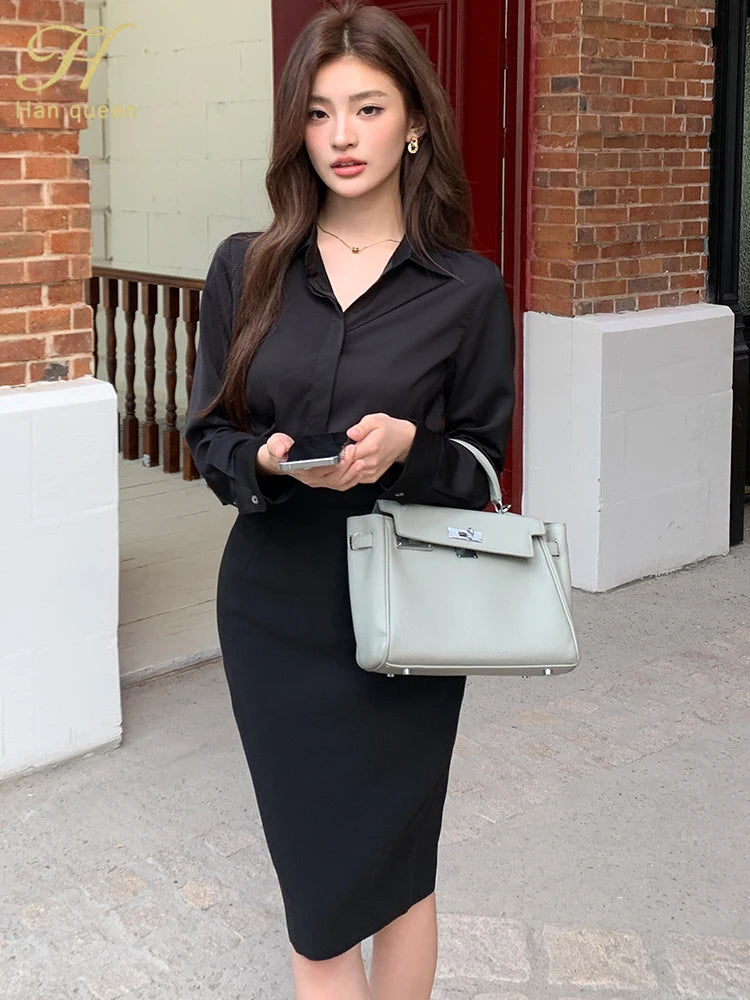 Eleganter Bleistiftrock von H Han Queen – High-Waist Büro- & Sommerrock in Schwarz